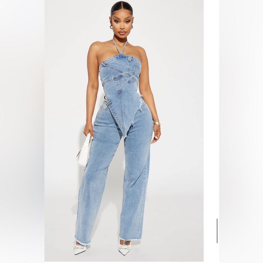 Fashion Nova Next Level Denim Pant Set - Light Wash